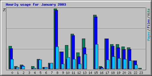 Hourly usage for January 2003